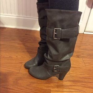Gray heeled boots!