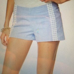 Navy seersucker short shorts