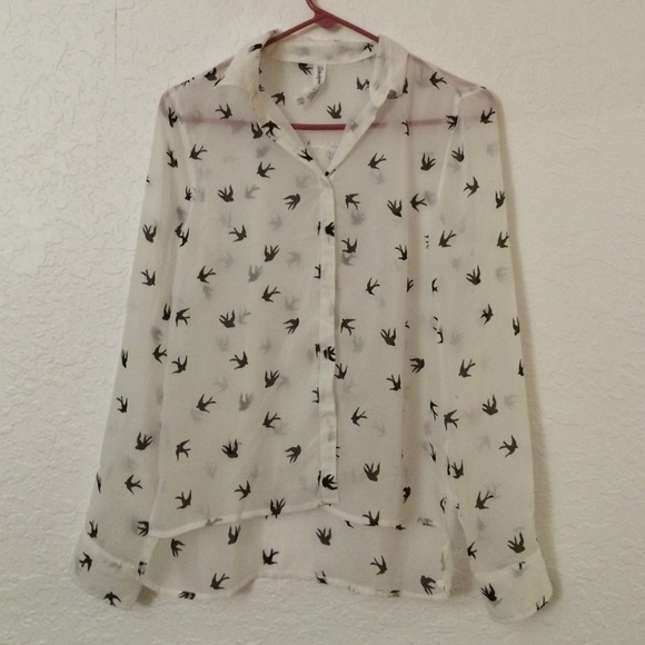 Aeropostale sheer blouse with birds 💖