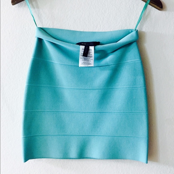 BCBGMAXAZRIA Lt. Aqua Simone Textured Power Skirt - Picture 3 of 4