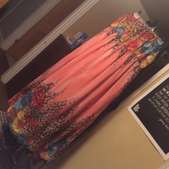 Dots leopard print maxi dress