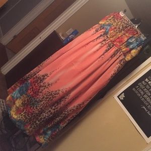 Dots leopard print maxi dress