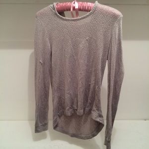grey hooded knit sweater