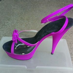 Purple black light open toe heels