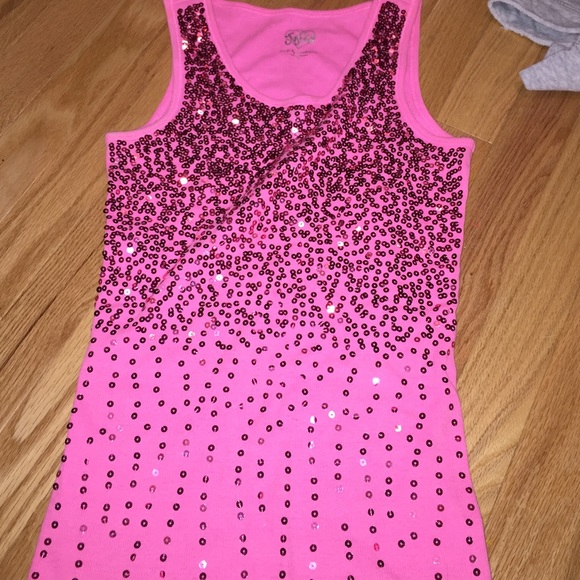 Pink sequenced tank top