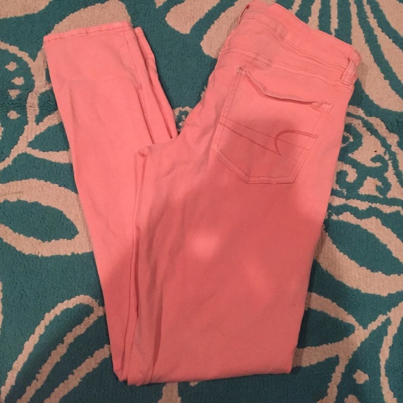 NEON CORAL PINK American Eagle Jeans