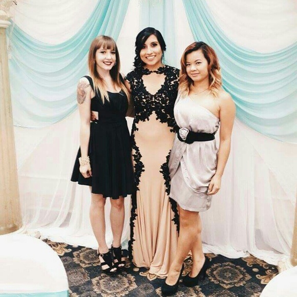 Camille la vie black lace embroidered dress