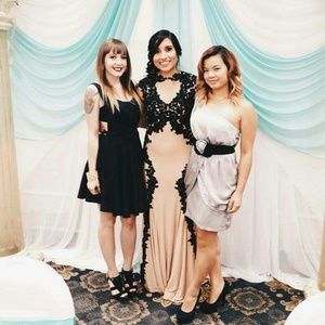 Camille la vie black lace embroidered dress