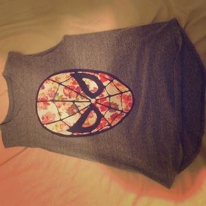 Floral Spiderman tank top.