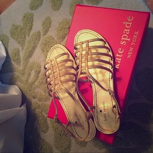 Kate Spade Gold Gladiator Flat Sandals 7.5