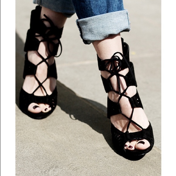 Zara suede lace front heels