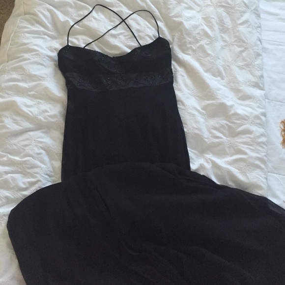 Long black evening gown.