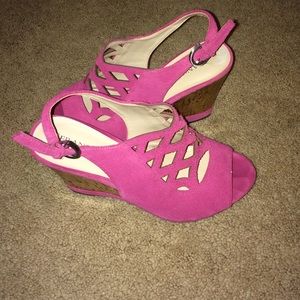 Pink Suede Wedges. FRANCO SARTO!!!!!