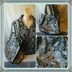 Silver & Gold Studded Big Buddha Handbag