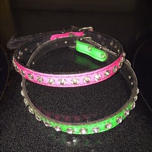 2 adult studded neon collar necklaces chokers