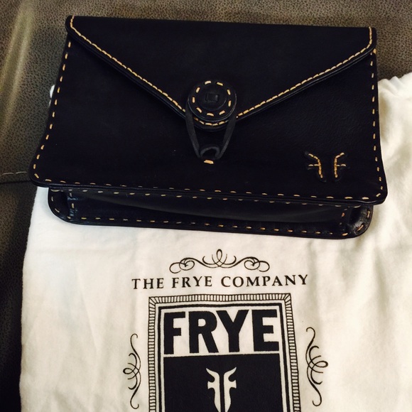 Frye black leather clutch