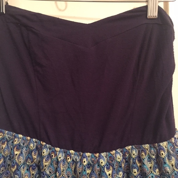 Aqua Strapless Navy Blue Dress - Picture 2 of 4