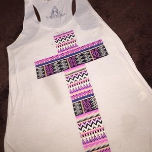 White tribal cross shirt