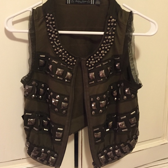 Hunter Green Studded Vest - Small