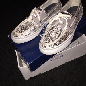 Silver sequin Sperry Top-sider boat shoes