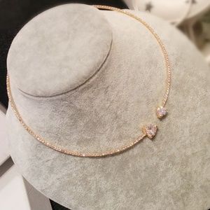 Gold plated crystallized open choker