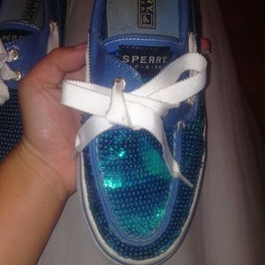 Sparkly blue sperrys