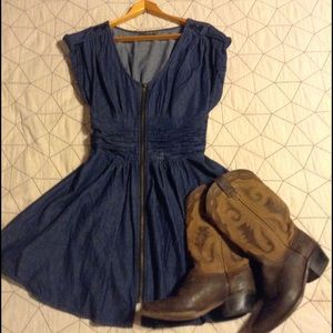 Denim zipper front dress.