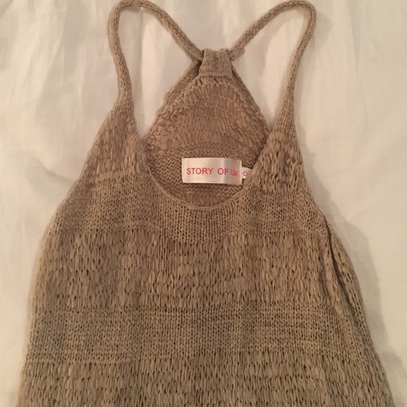 LF Story of Lola Sweater Tank One Size Tunic Coachella Festival Small Neutral - Picture 2 of 4