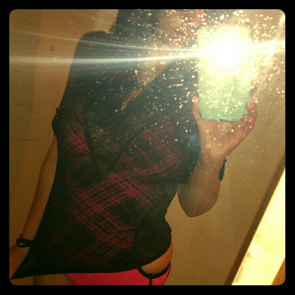 Black sheer 3/4 sleeve hooded shirt