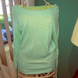 Reversible Sheer Knit Wide Neck Pullover