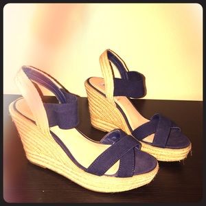 Steve Madden Navy Platform Wedges, Size 11
