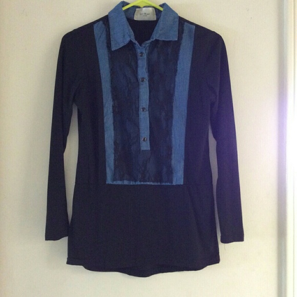 Denim/Black Button Down Shirt