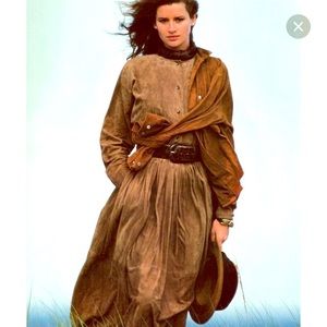 Vintage Ralph Lauren purple label suede dress