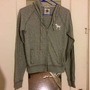 PINK gray zip up sweater