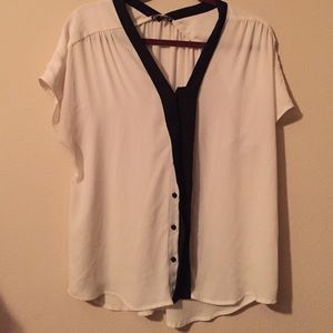 White and black express blouse