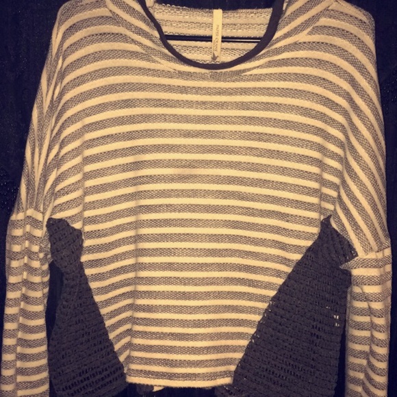 Grey & white striped pullover