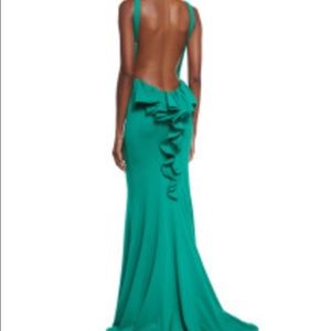 Jovani Ruffle Open Back Evening Gown