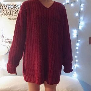 red oversized sweater
