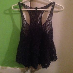 See-through navy blue tank
