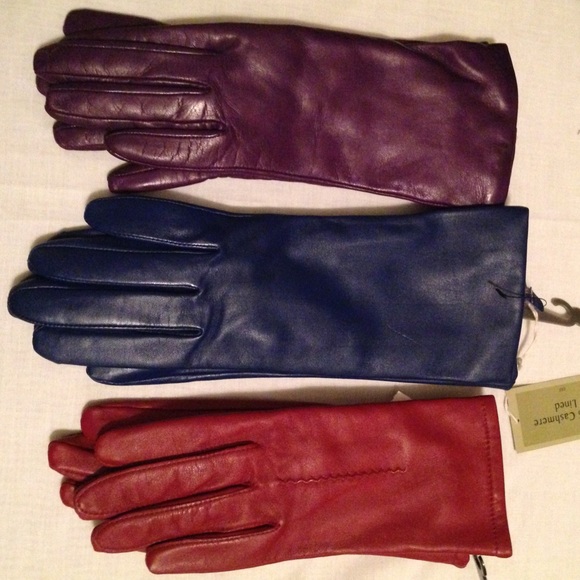 Women's Genuine Leather Gloves Red, blue, Plum
