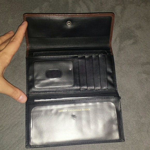 Black, genuine leather wallet with brown trim - Picture 2 of 4