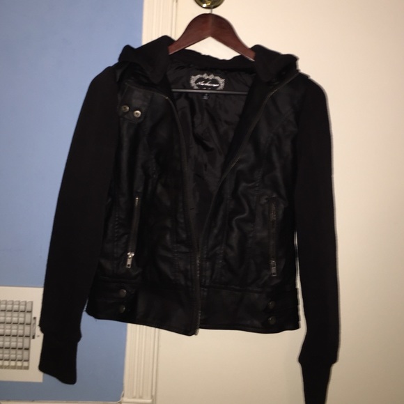 Half leather & half cloth jacket