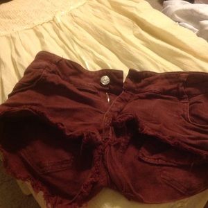Brandy Melville maroon jean shorts