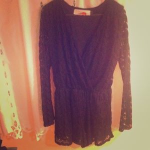 Deep V cut lace romper