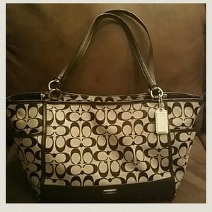 Black/grey Coach signature tote