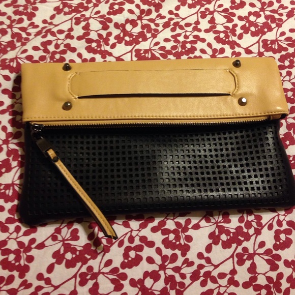 Clutch bag -black and beige