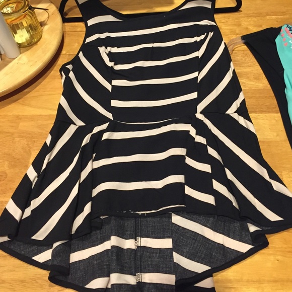 slimming striped peplum top