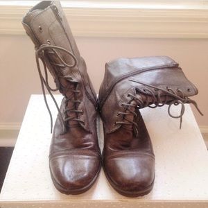 Union Bay vegan leather brown lace up combat boots