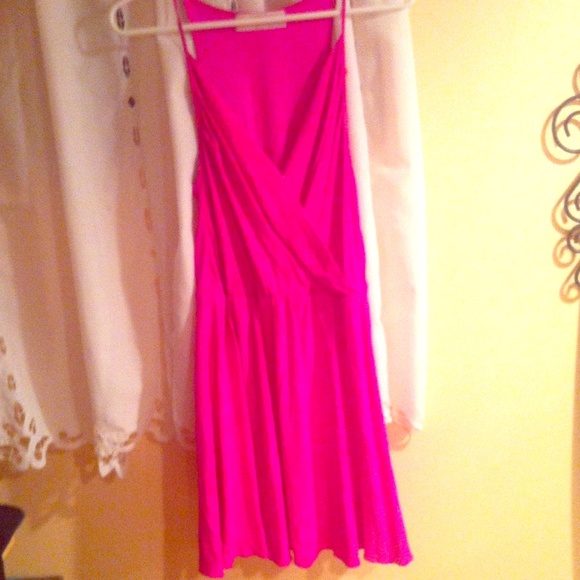 Hot pink deep V dress
