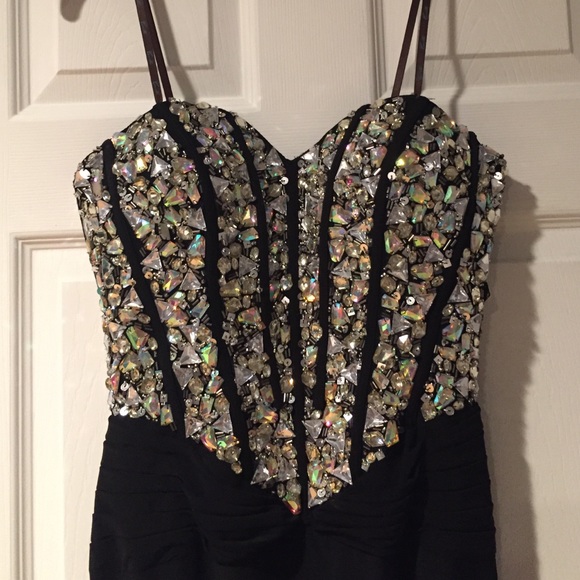 Gorgeous Strapless Corset Crystal Evening Gown